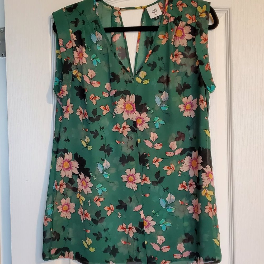 CAbi Sleeveless Shadow Blouse with Cami - Style #3619